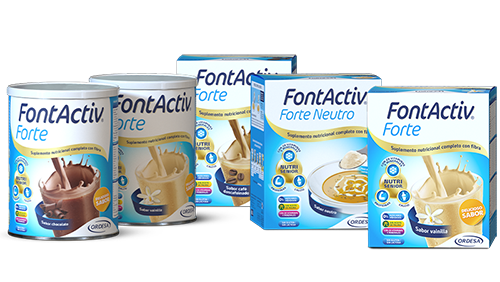 Bodegón de productos de la gama FontActiv Forte